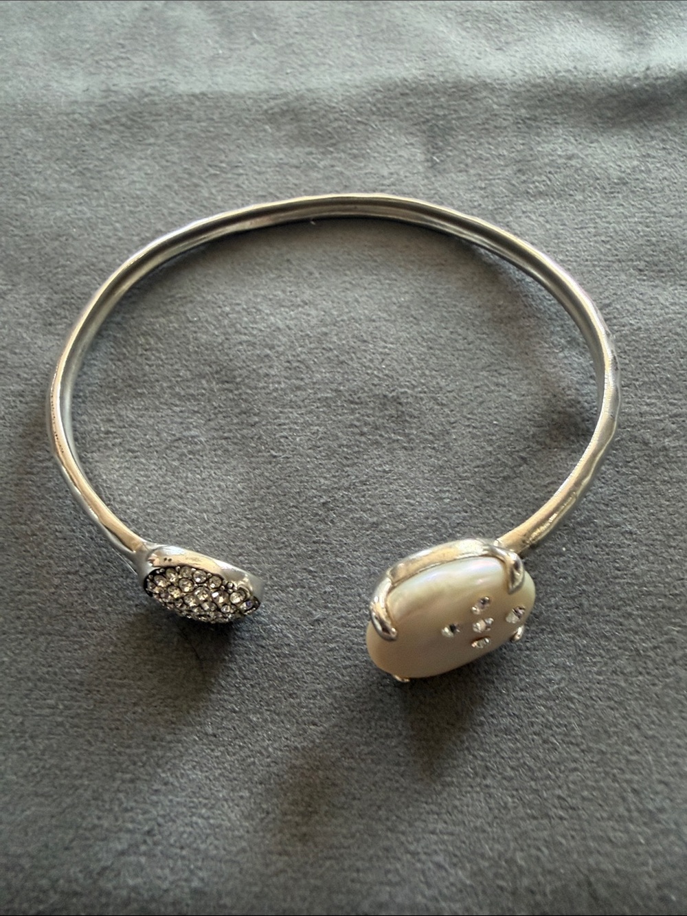 Silpada Silver Iridescent Pearl with Clear Crystal Accents Bracelet